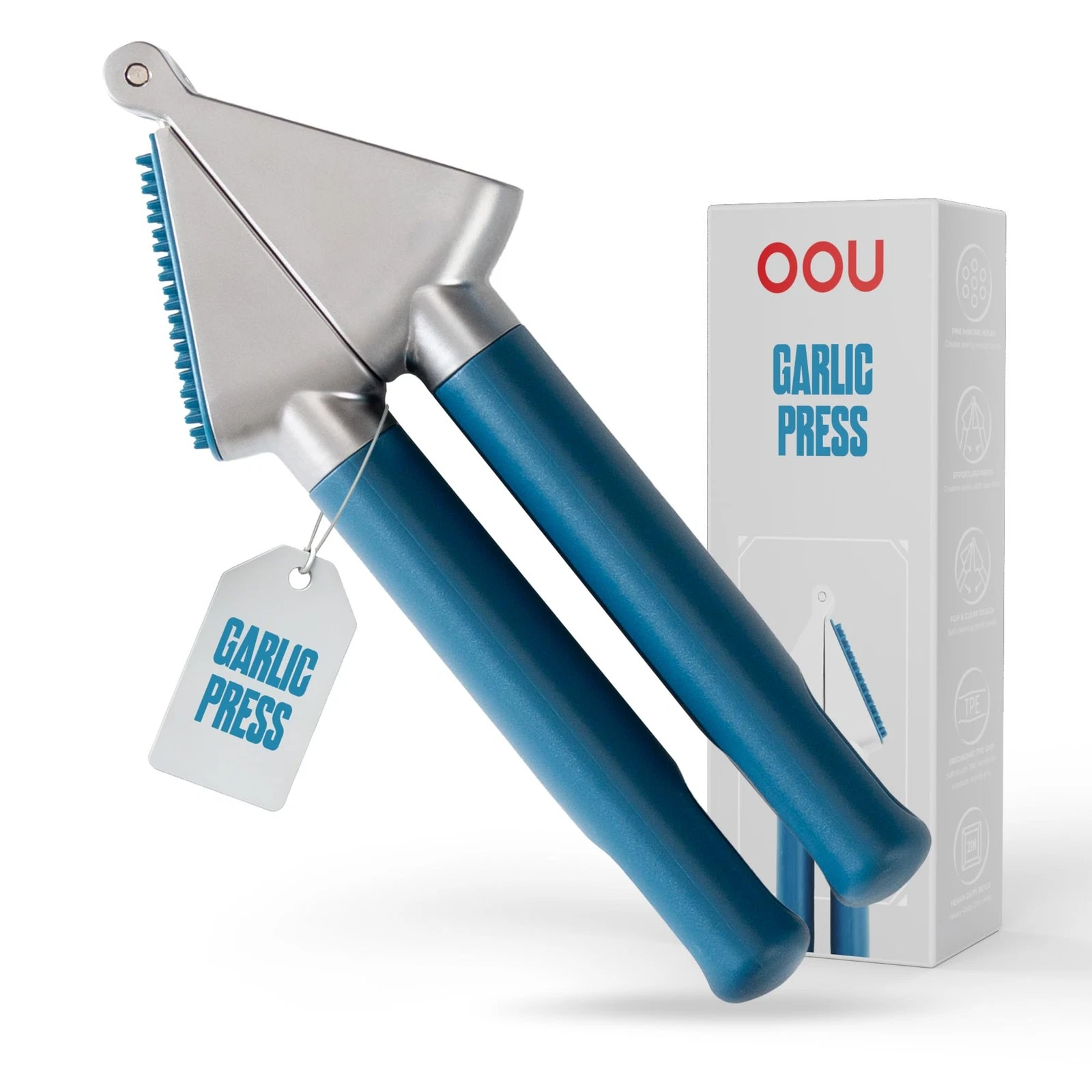 Garlic Press, Stainless Steel Garlic Mincer with Premium Zinc Alloy Construct...