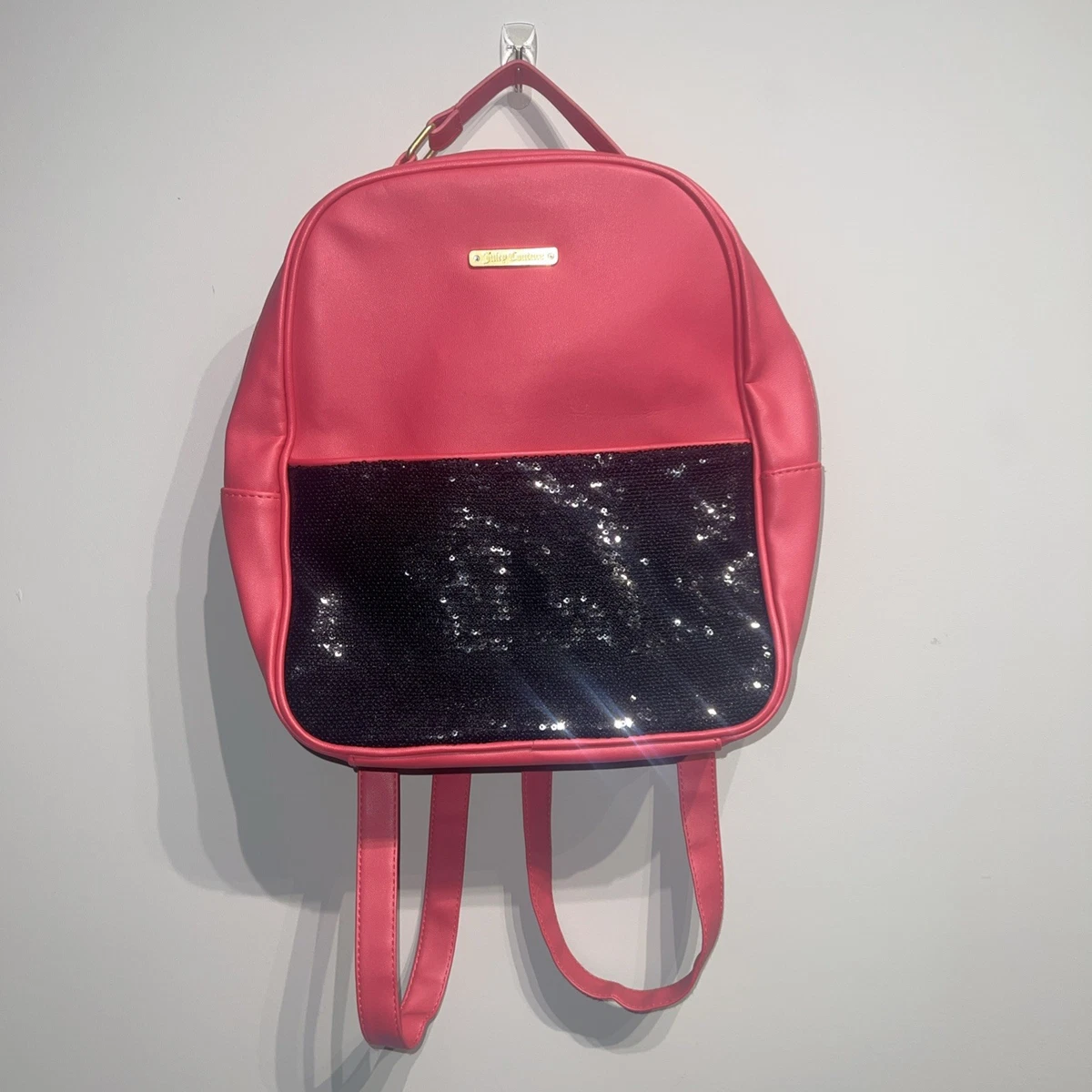 Juicy Couture Fuchsia Pink & Black Sequin  Travel School Backpack  - minor flaws Juicy Couture Pink Synthetic Travel Backpack main image 4