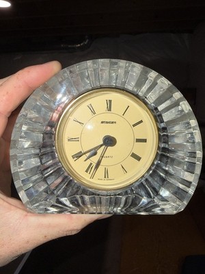 VINTAGE 1995 Staiger Germany & Cristal D' Argue France 24% Lead Crystal Clock