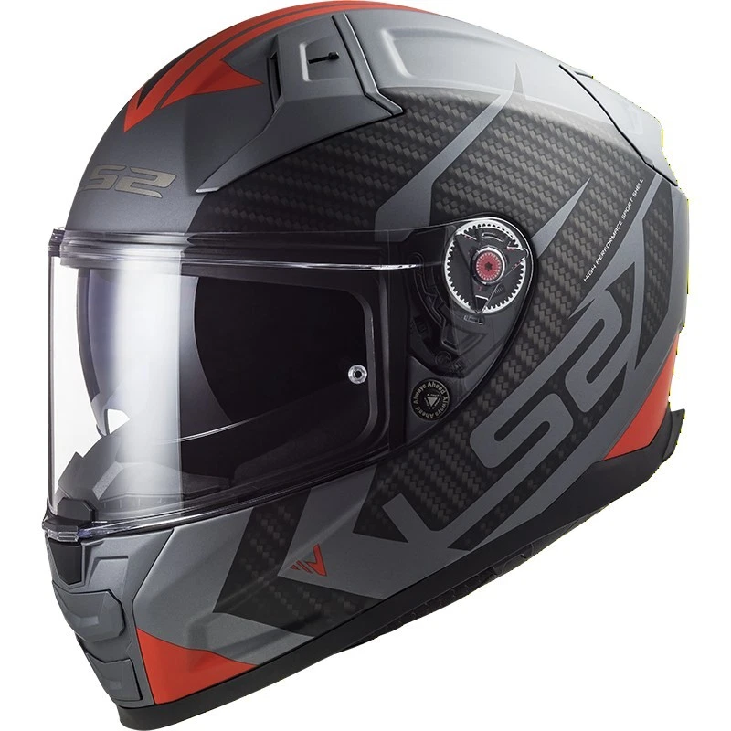 Casque Intégral LS2 FF811 Vector II Splitter (Titane Mat/Rouge) Taille: M (57) - Photo 1/2