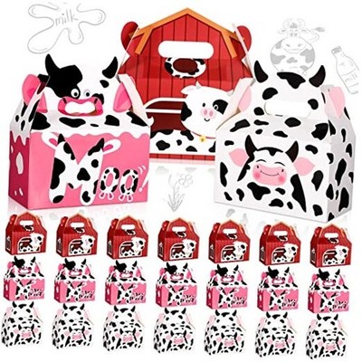  24 Pack Cow Party Candy Cow Animal Print Treat Boxes Goodie Gifts for Farm 