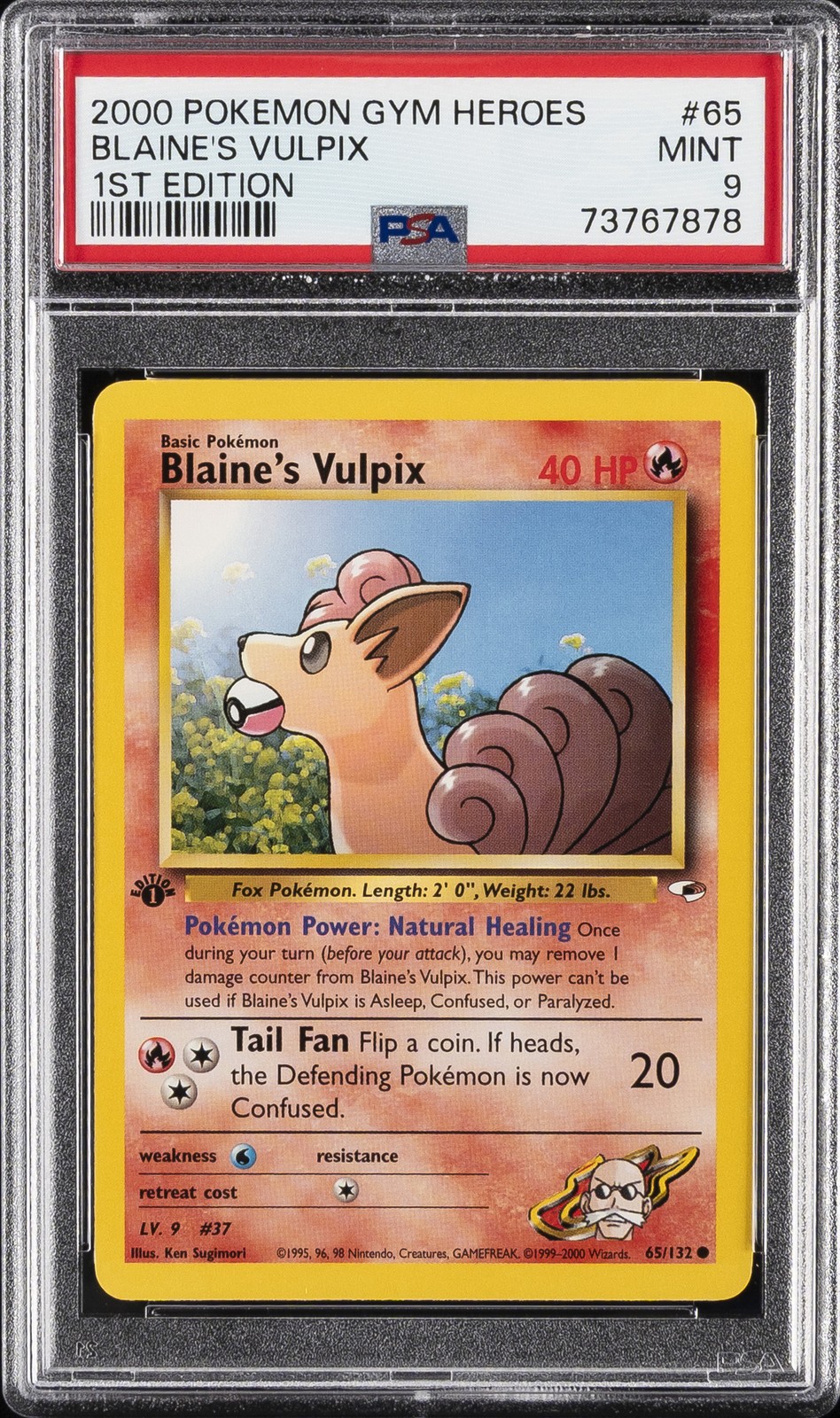 2000 POKEMON GYM HEROES 1ST EDITION #65 BLAINE'S VULPIX PSA 9