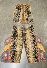 Vintage 1940s–1950s Child’s Cowboy Costume – Chaps & Vest Set – Faux Fur, Paint