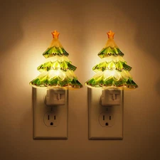 Christmas Tree Night Light, 2 Pack 3000K Night Lights Plug into Wall,Cute & Funn