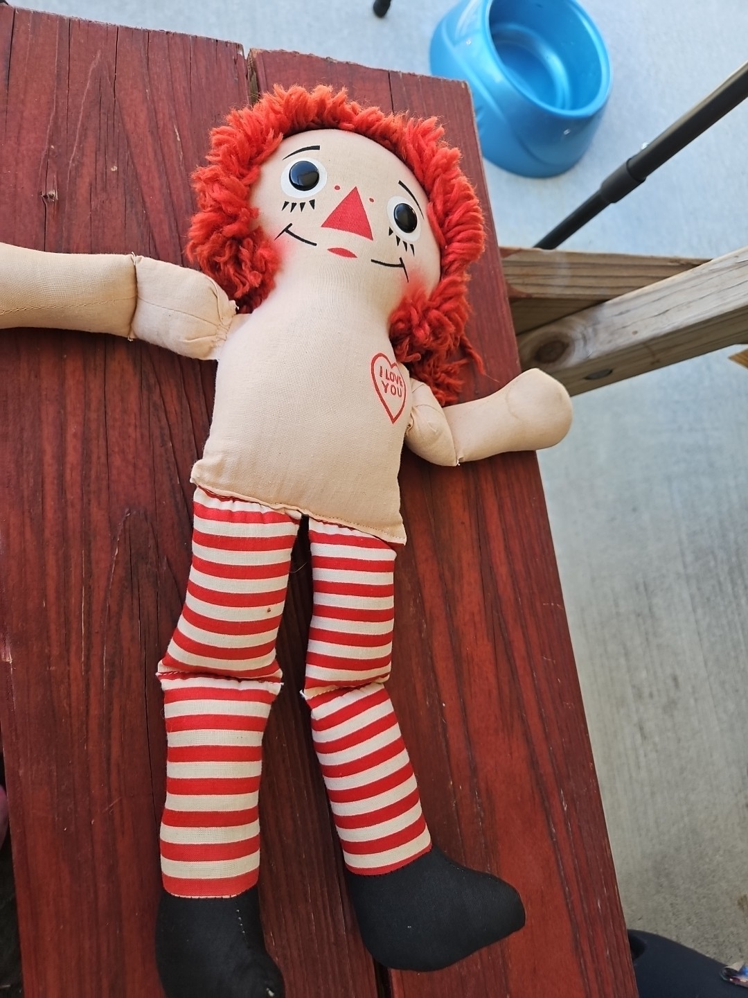 Vintage Raggedy Andy Style Valentine Doll “I Love You” Cloth 16” Plush