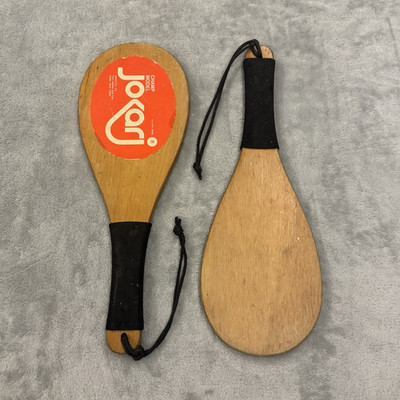 Jokari Champ Model Wooden Game Paddle Set of 2 with Wrist Straps