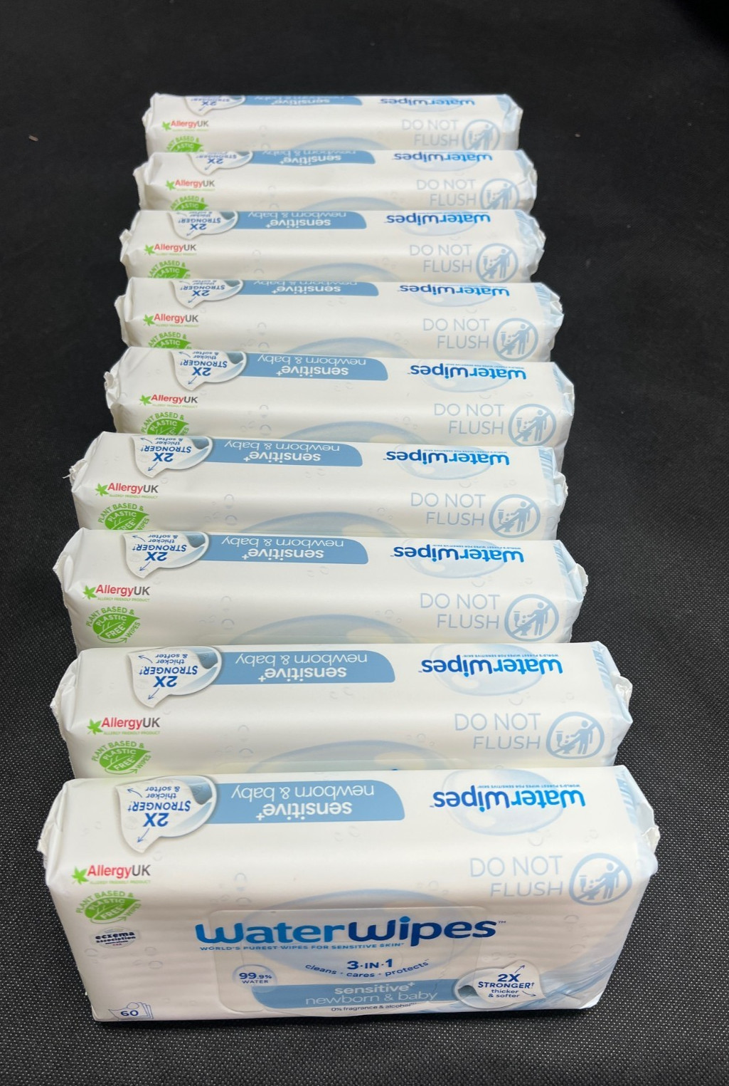 WaterWipes Sensitive Newborn & Baby Wipes, 3-In-1 Cleans 9-Pack of 60 wipes