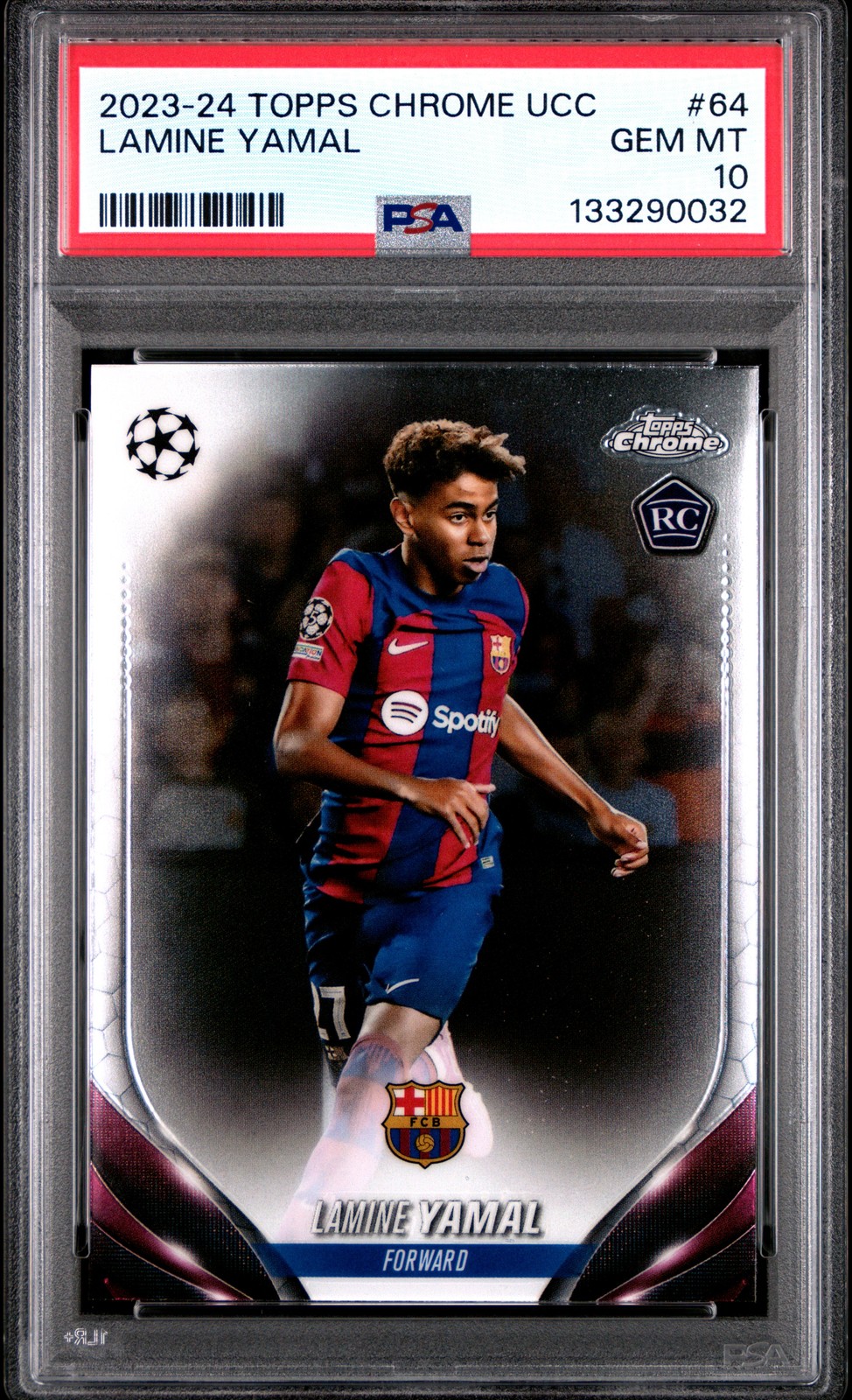 2023-24 TOPPS CHROME UEFA CLUB COMPETITIONS #64 LAMINE YAMAL PSA 10