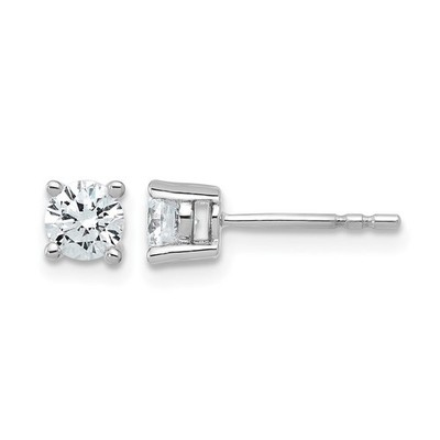 14 Karat Weißgold 3/4 Karat runde im Labor gezüchtete Diamant Ohrstecker 0,74 g für Mama