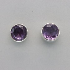 Natural Purple AMETHYST Post / Stud 7mm 9mm Earrings 925 STERLING SILVER 0e
