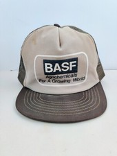 Vtg USA MADE BASF Farm Chemicals puffy print Trucker Hat Snapback Cap Vintage