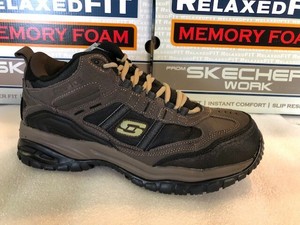 skechers for work men's soft stride canopy slip resistant work boot