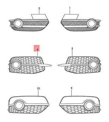 AUDI Q3 8UB AIR GUIDE GRILLE SATIN BLACK/BRILLIANT BLACK 8U0807682DBMT