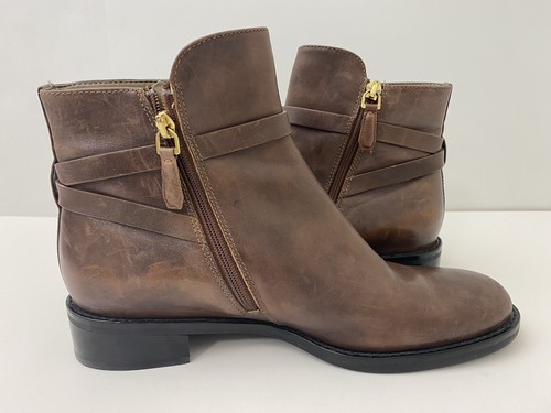 ECCO Chelsea Boots Women EU 38 US 7.5 Brown Leather Hobart Brass Harness - Picture 3 of 11