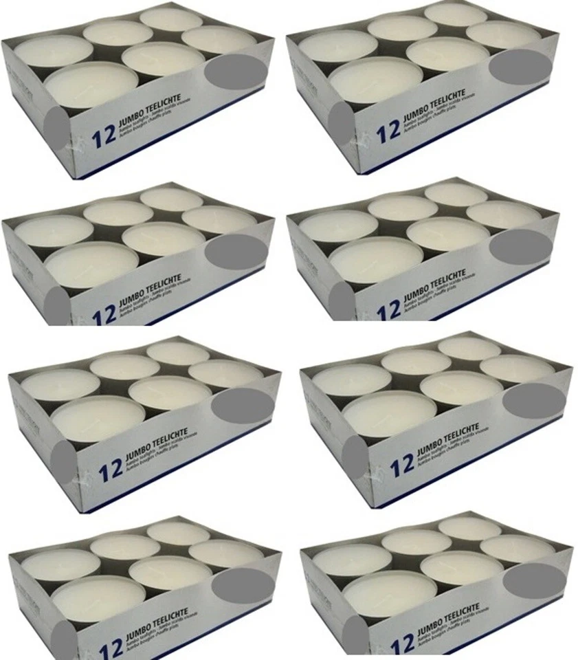 Hillfield 24-144 Maxi Teelichter 9 Stunden Weiss Paraffin Jumbo Teelichte