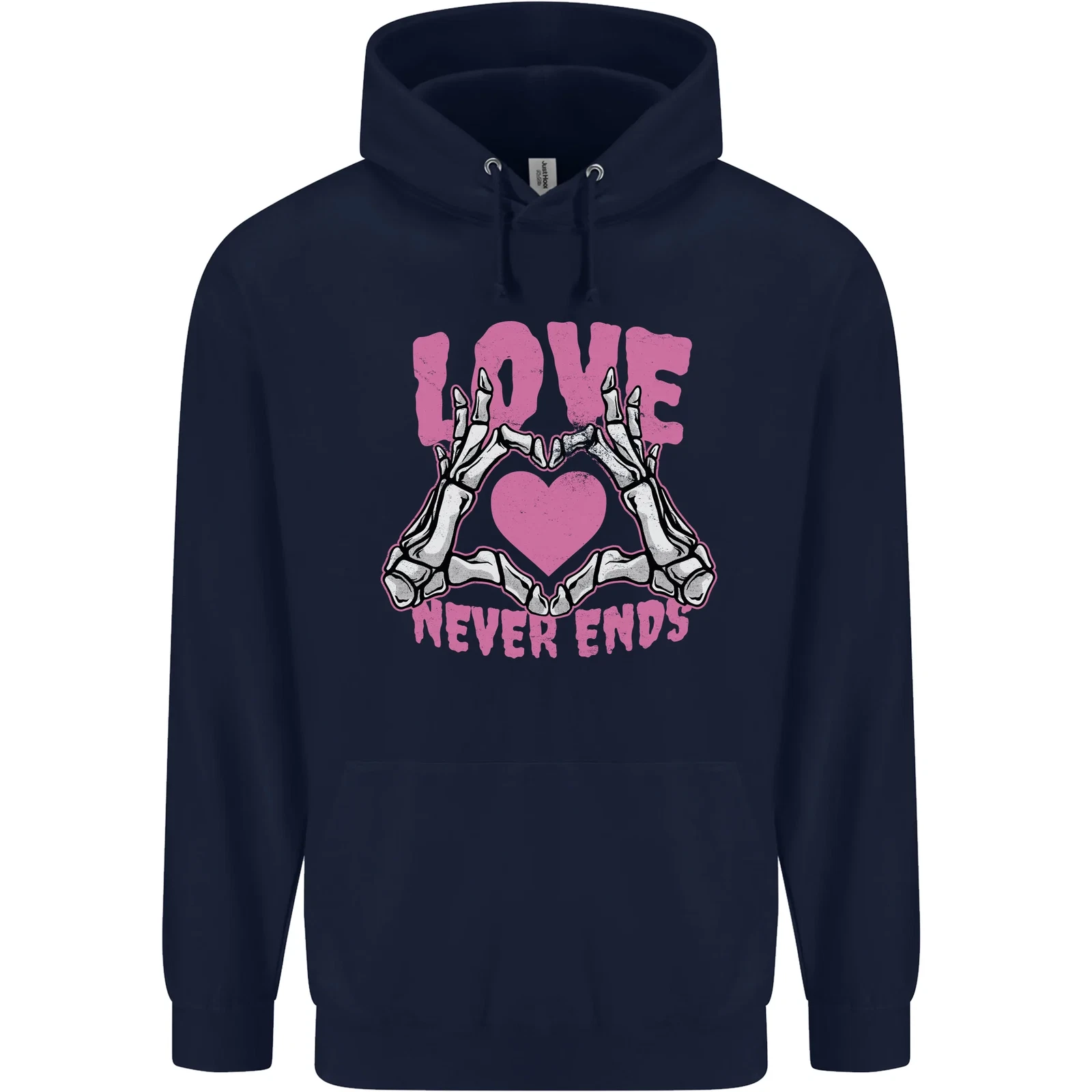 Felpa con cappuccio uomo Love Never Ends gotica San Valentino 80% cotone