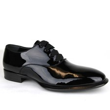 $725 Alexander McQueen Men's Black Patent Leather Dress Shoes 432360 1000