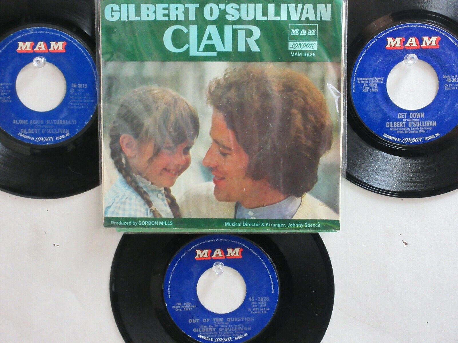 💥LOT OF 4 ' GILBERT O' SULLIVAN ' HIT 45's+1PS([Clair] THE 70's!💥