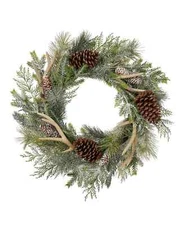 Glitzhome Flocked Pinecone Antler Wreath , 24"D (SD1)