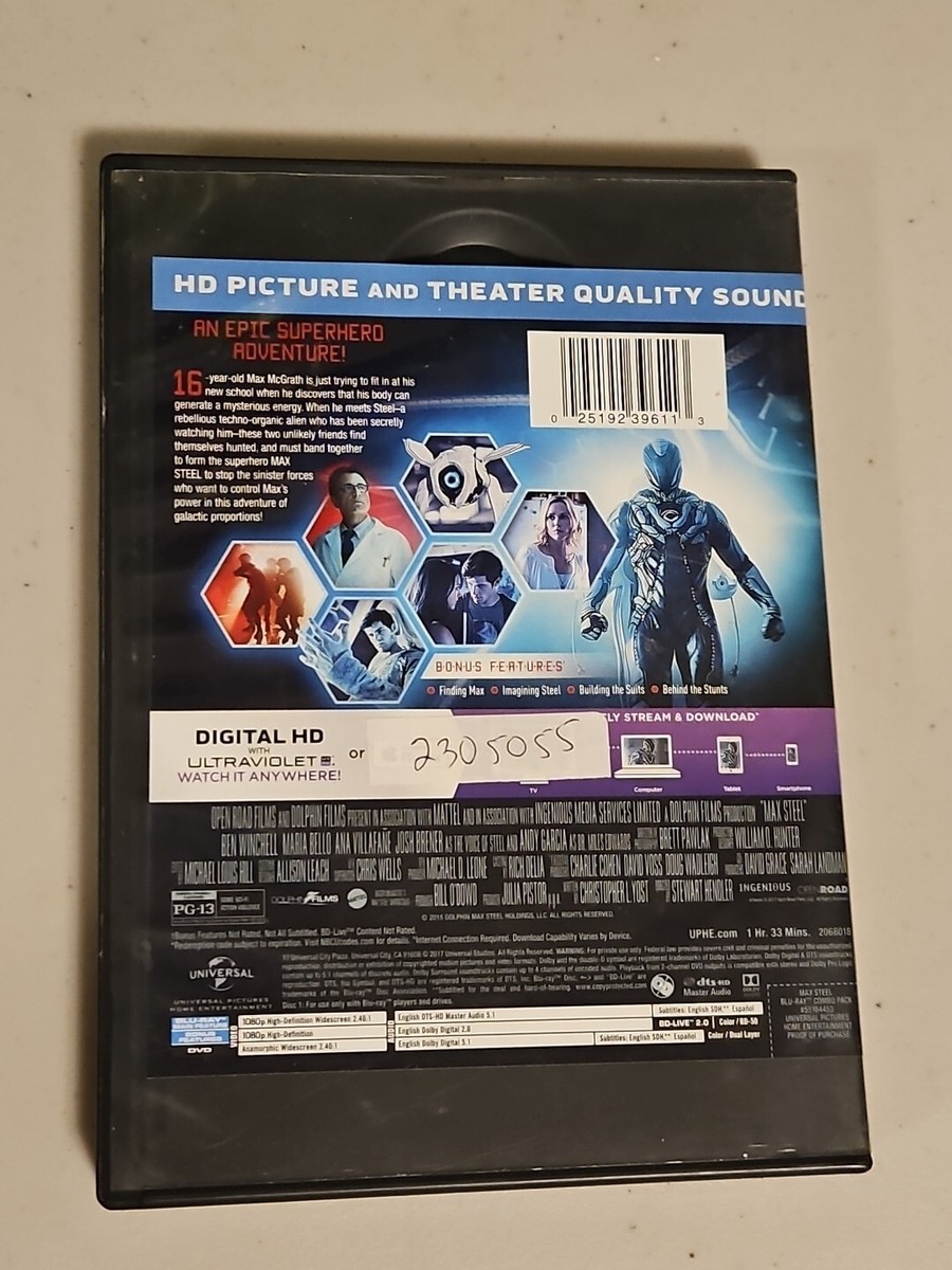 Max Steel (Blu-ray, 2016) Ben Winchell, Ana Villafane, Maria Bello