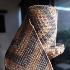 Quasimoon Burlap Fabric Wrap Roll w/ Gray / Grey Chevron Pattern (2.4 x 6 Ft)...
