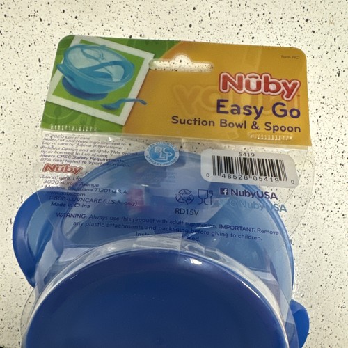 Nuby Bowl Lid Spoon Easy Go Feeding Kit 6+ mo BPA Free Pink Blue Gr New - Picture 6 of 17