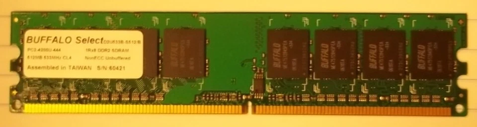 Buffalo D2U533B-S512 512MB PC2-4200 DDR2-533MHz non-ECC 240-Pin 1.8V DIMM - Image 2 of 4