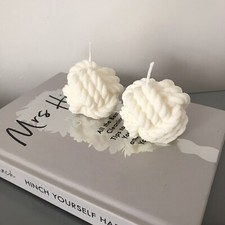The Wool String Knot Ball Bubble Candle X 2 Set