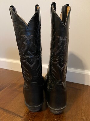 Vintage Tony Lama TW2006 Mexico Black Leather Western Cowboy Boots