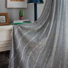 Grey Curtains for Living Room 2 Panels Set, Linen Curtains 84 Inches Long, Boho