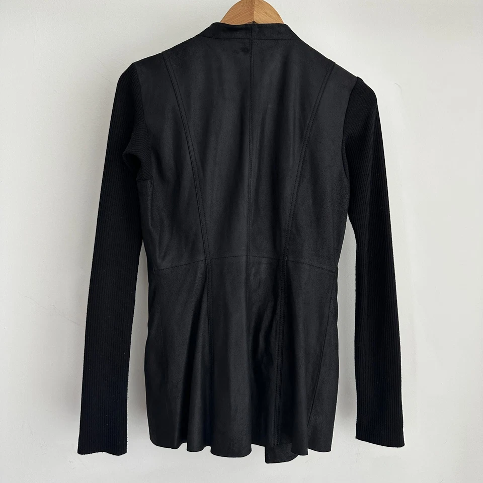 Veda кожаная куртка женщин XS черный мотоциклиста асимметричный молнии вязаный рукав острый - Изображение 4 из 4