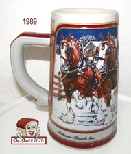 Vintage Anheuser-Busch Beer Mug 1989 Budweiser Winter's Evening Beer Stein used
