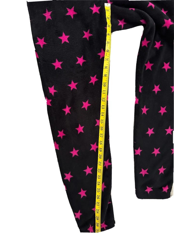 Flirtitude Mujer Cremallera Una Pieza Felpa Con Capucha Sin Pies Negro Rosa Estrellas Talla M Foto 3 de 4