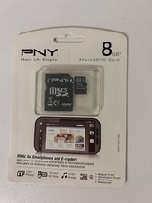 PNY 8 GB Micro SDHC Storage Card Smartphones E-Readers Cell Phone Mobile Adapter