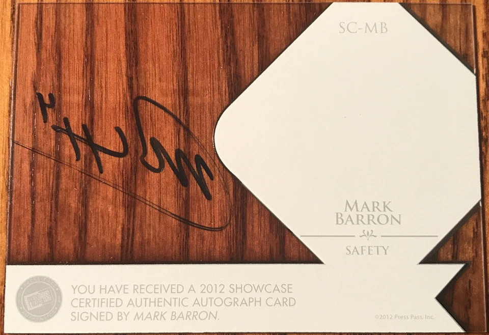 2012 Press Pass Showcase Autograph Mark Barron SC-MB #’d 295/299 - Image 2 of 2