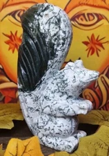 Brazilian Druzy Moss Agate Crystal Snowy Squirrel Carving 120mm 372g