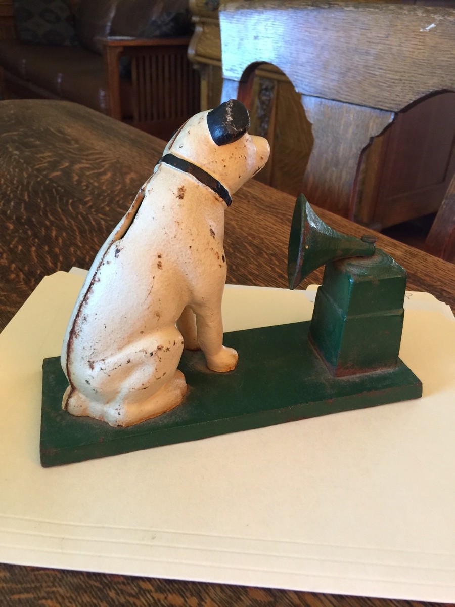 Cast Iron Victrola Nipper Dog Bank Nice!