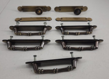 Vintage National Lock Lot of 7 Drawer Pulls Knobs Backplates Cupboard Cabinet
