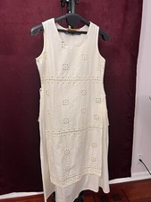 Off-White Embroidered A-line Kurta with Mirror Accent - size 38