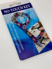 No Touch Door Opener Pin Tool Flower Pattern Keychain