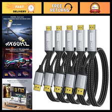 5-Pack 6ft DisplayPort to HDMI Cable - 4K 60Hz, 1440P/2K 120Hz, Braided Cord