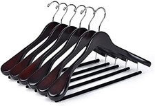 Luxury Wide Shoulder Wooden Hangers 18 Pack with Velvet Bar Smooth Mahogany F...