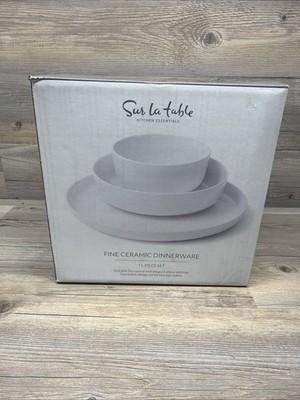 Sur La Table Kitchen Essentials Fine Ceramic Dinnerware Set 12 Pieces White New