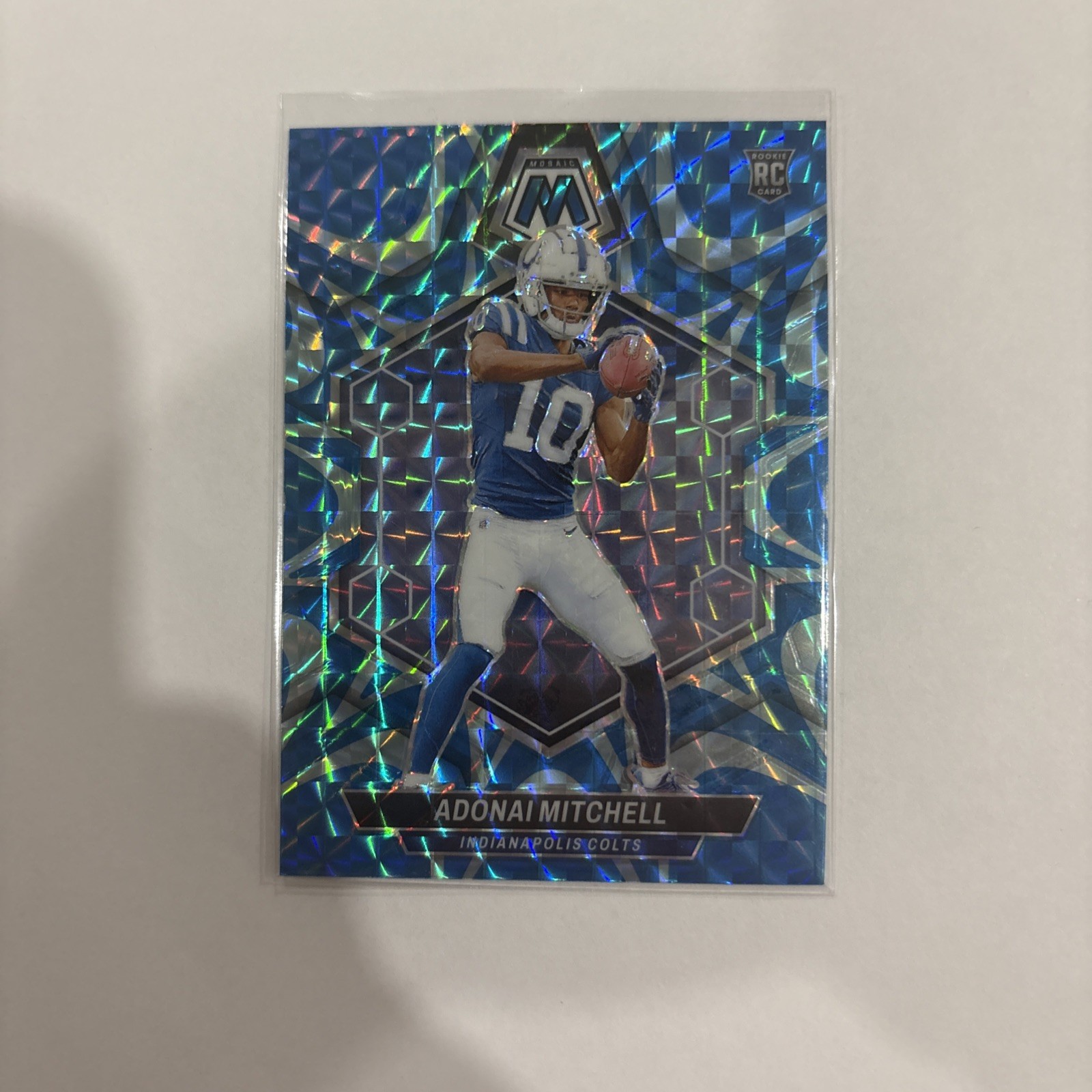 2024 Panini Mosaic Rookies Adonai Mitchell #350 Reactive Blue Mosaic Prizm (RC)
