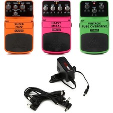 Behringer Drive Pedal 3-Pack - Distortion, Fuzz, and Overdrive with Power Supply