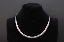 Modernist Cuff Necklace With Hammered Surface, 925 Silver Torc Collar, Jewlery