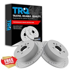 TRQ Rear Brake Rotors G-Coated Drilled Slotted Solid for Toyota Venza 09-15