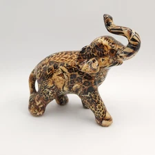 Vintage La Vie Animal Print Elephant Figurine Safari Patchwork Leopard Wildlife