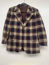 VINTAGE Pure Wool Blazer Plaid Sport Coat Jacket 2 Button Single JCPenney 1960s