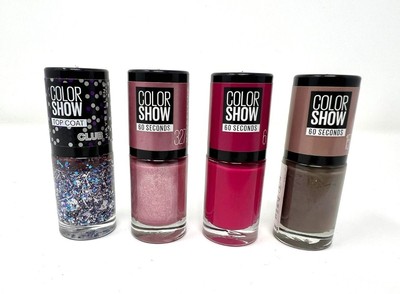 4 x Maybelline Color Show Nagellack Set - Trendfarben inkl. White Splatter